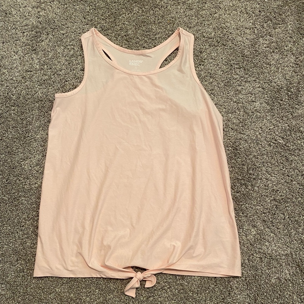 Girls Land’s End Racerback Tie Waist Tank Top Light Pink Size XL